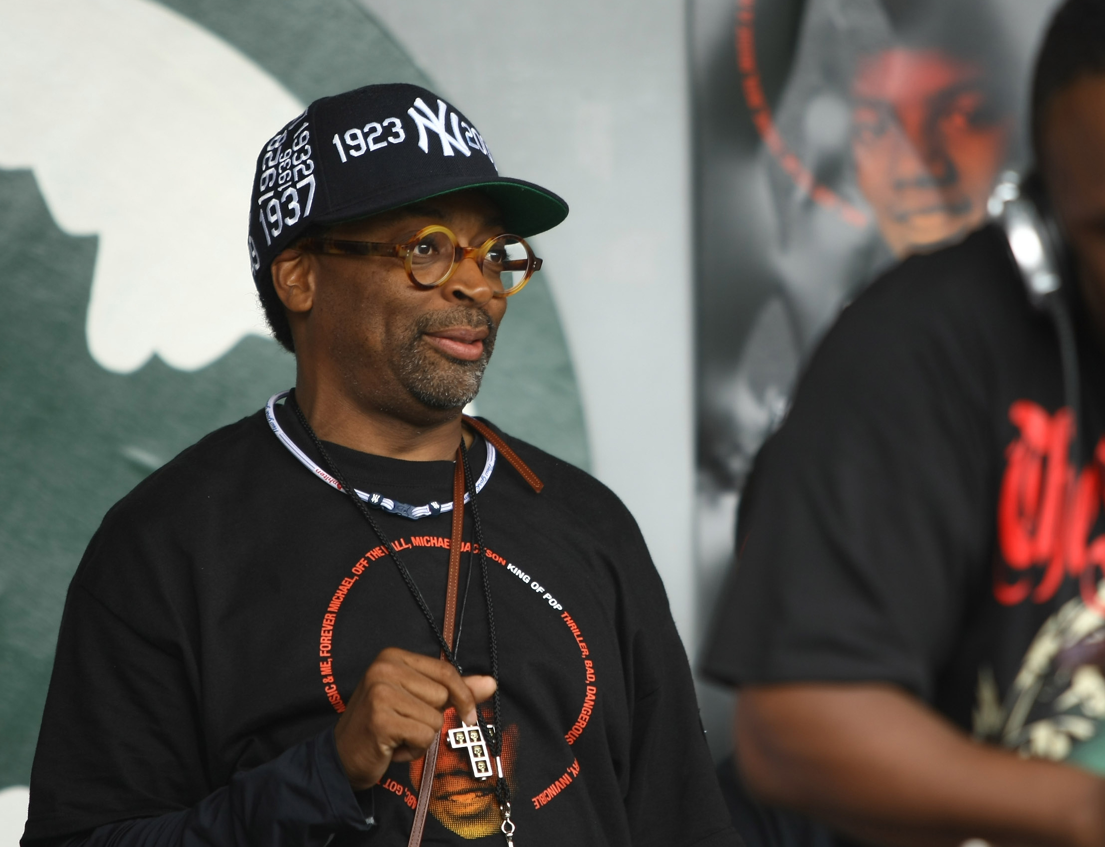 Spike Lee grooves at a block party in celebration of late singer Michael Jackson’s birthday in Brooklyn, New York, on AUgust 29, 2009