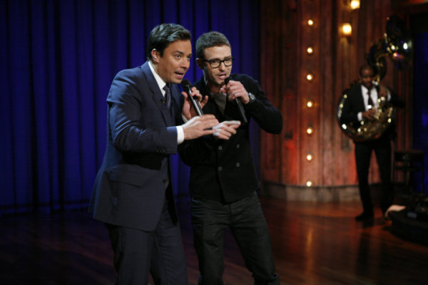 Justin Timberlake appears alongside Jimmy Fallon On “Late Night With Jimmy Fallon,” NYC, Sept. 29, 2010