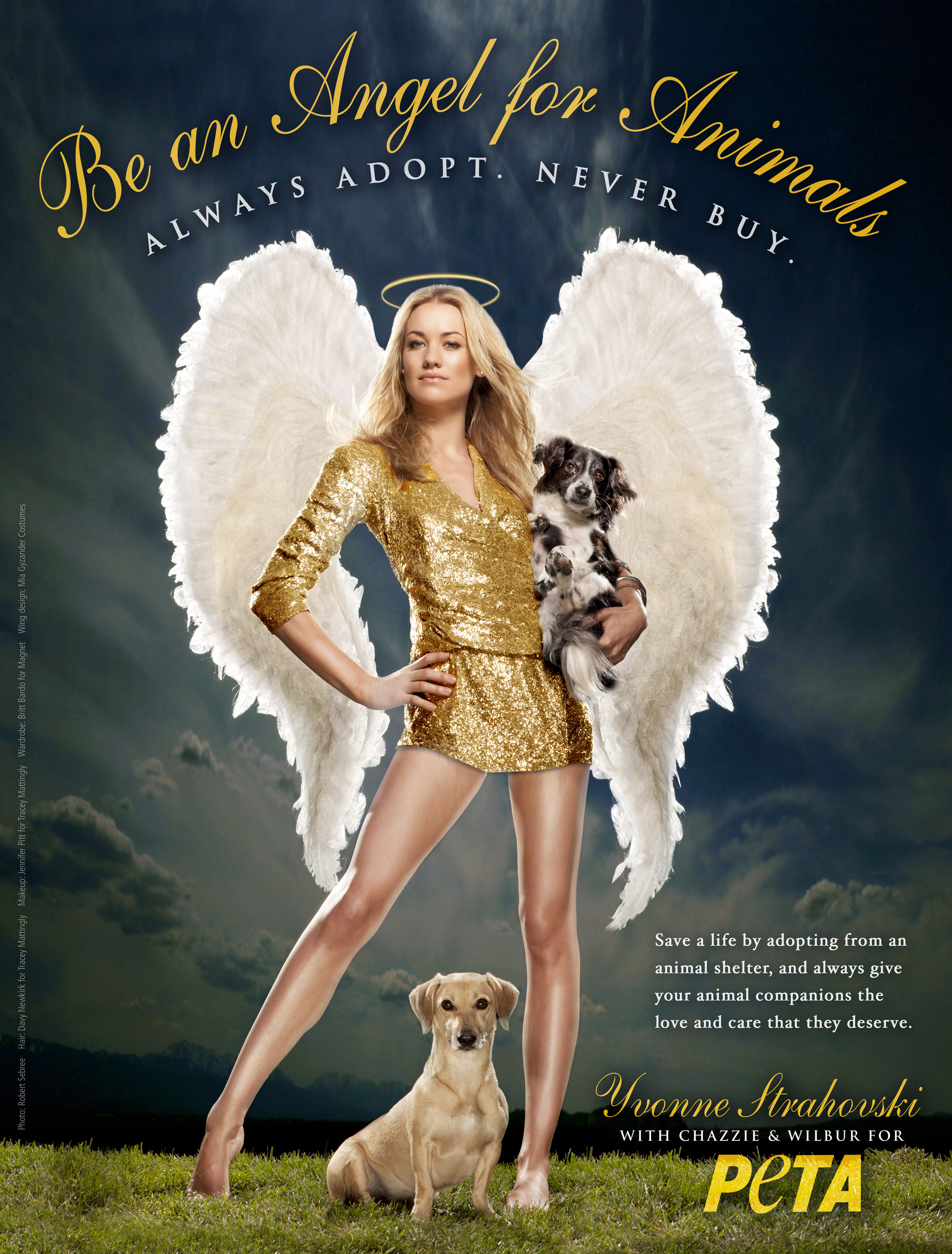 “Chuck’s” Yvonne Strahovski is PETA’s 2010 Christmas Angel for Animals