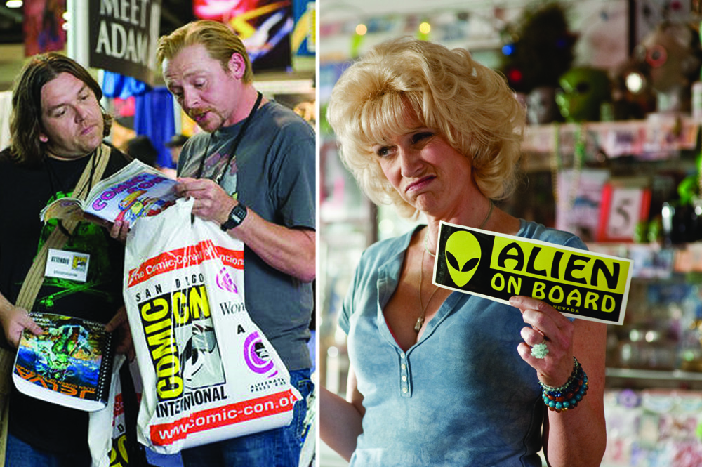 Nick Frost, Simon Pegg and Jane Lynch in “Paul,” 2011