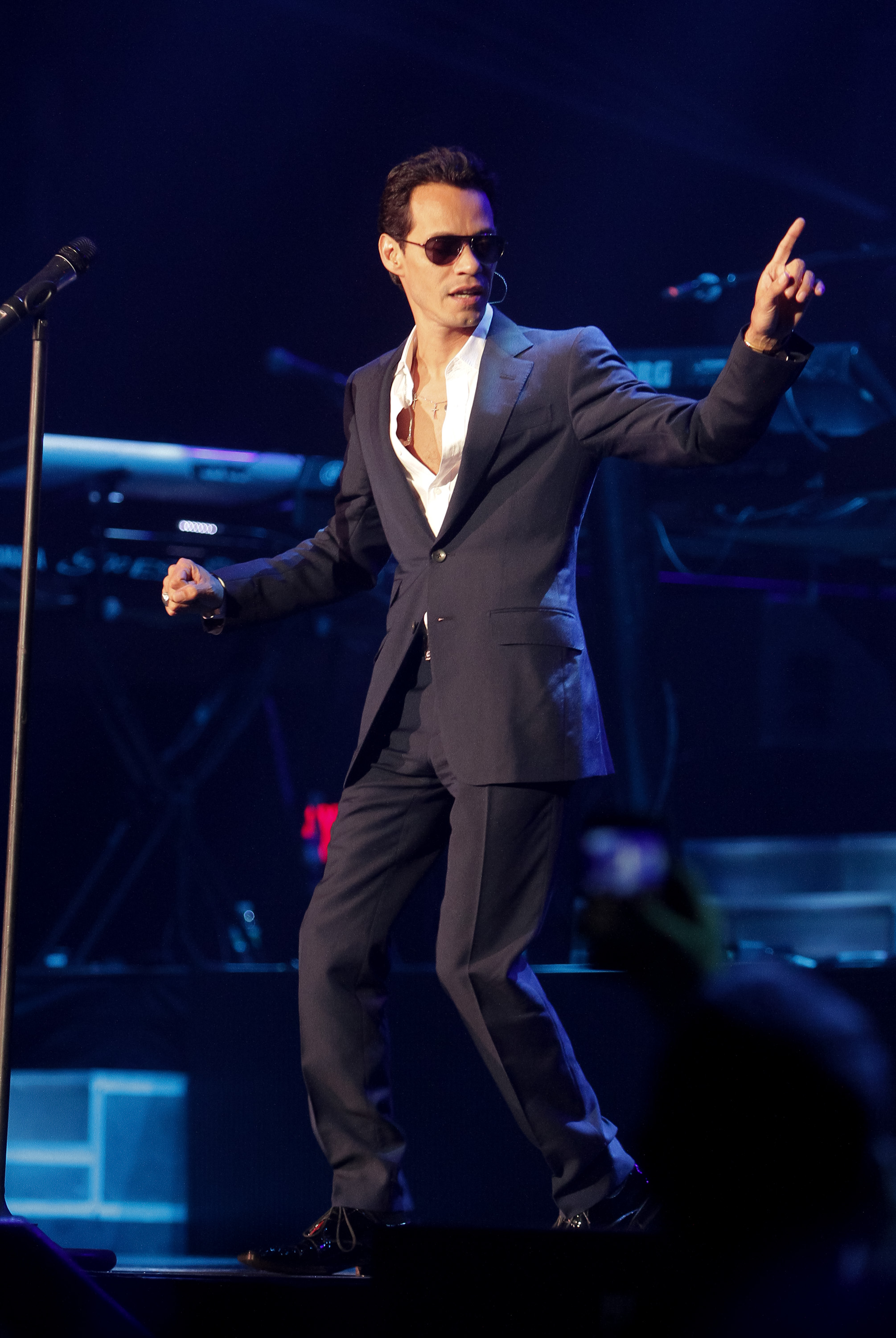 Marc Anthony performs during the tour opener at AmericanAirlines Arena in Miami on August 3, 2012