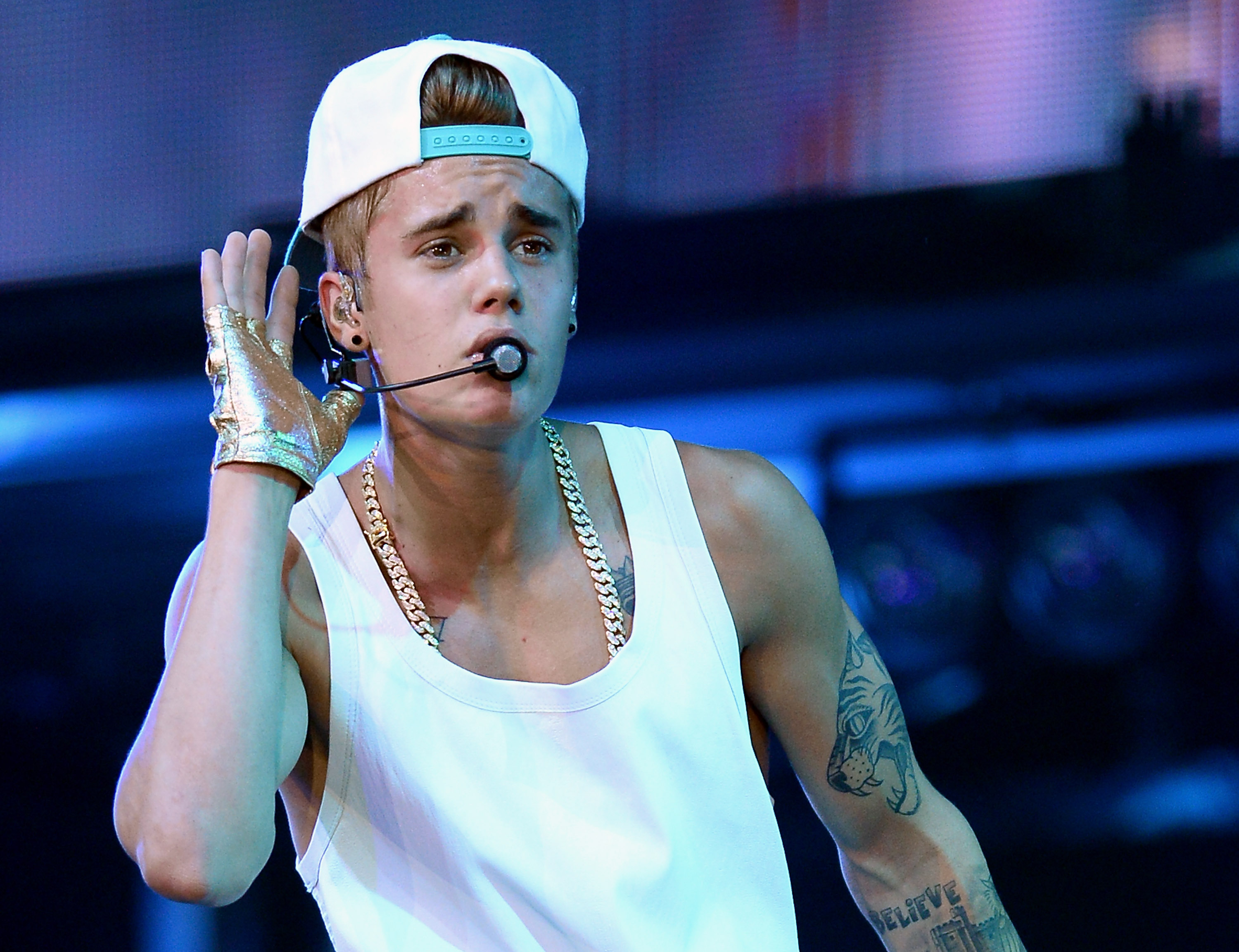 Justin Bieber performs during his Believe Tour at the MGM Grand Garden Arena on June 28, 2013 in Las Vegas