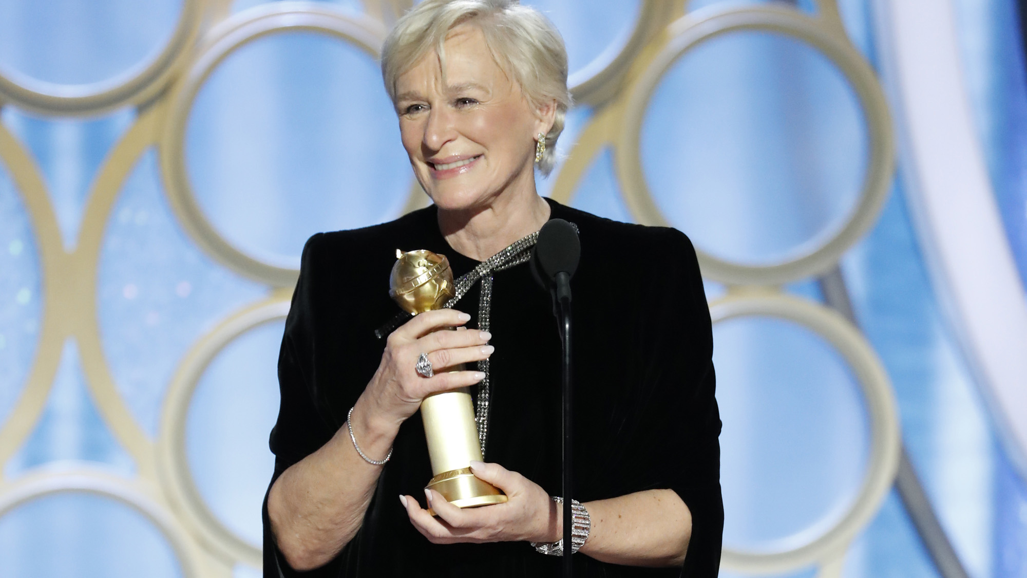 Glenn Close accepts the Best Actress in a Motion Picture – Drama award