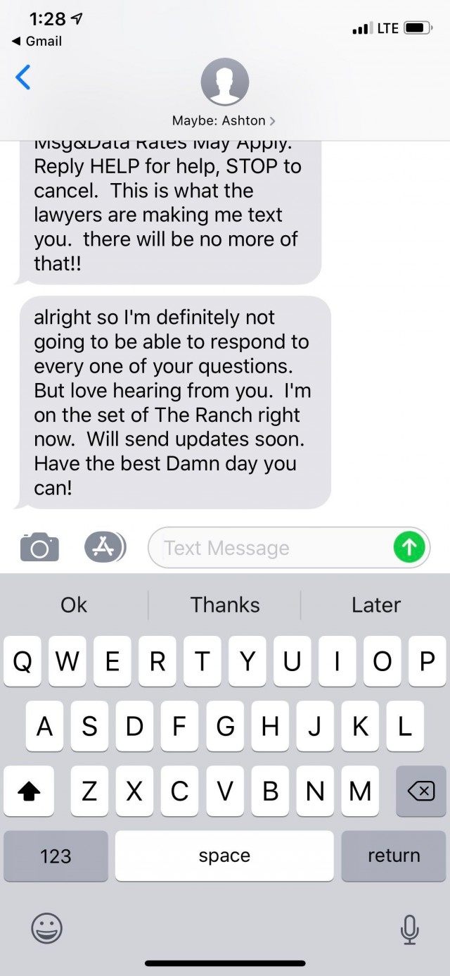 Ashton Kutcher Text Message