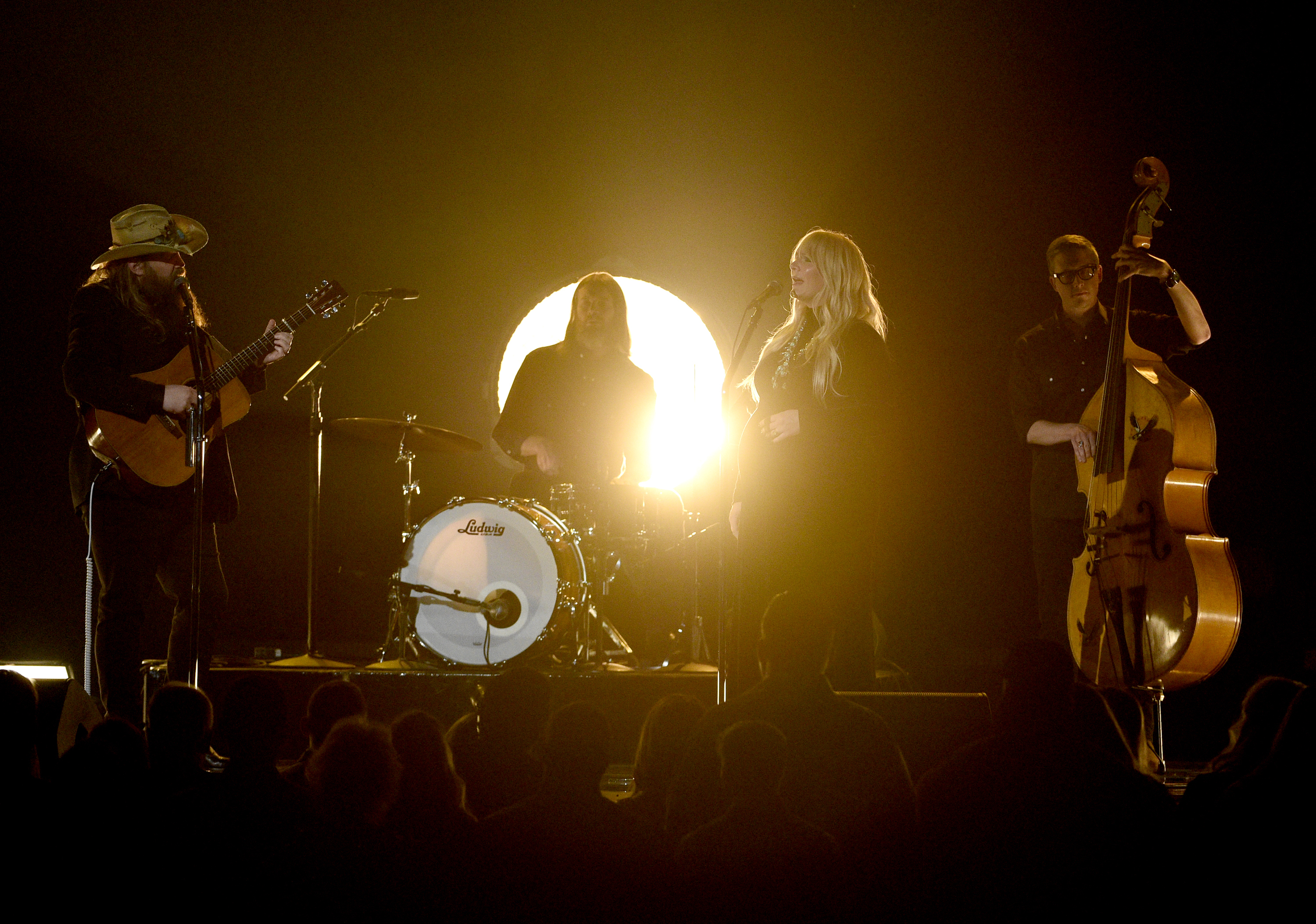 Chris Stapleton, left, and Morgane Stapleton perform "A Simple Song" at the 54th annual Academy of Country Music Awards at the MGM Grand Garden Arena on Sunday, April 7, 2019, in Las Vegas. (Photo by Chris Pizzello/Invision/AP)