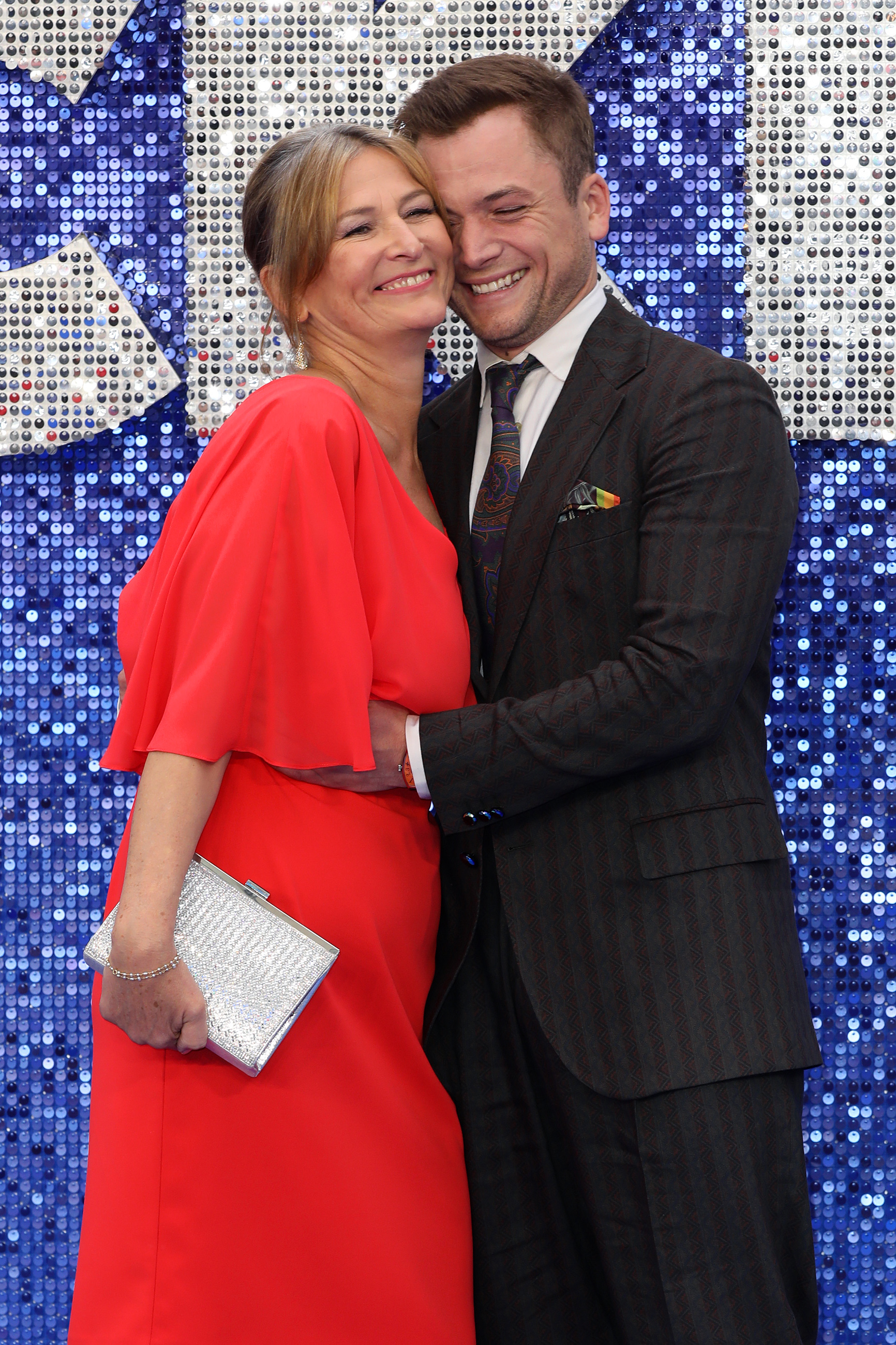 Actor Taron Egerton and mother Christine Egerton attend the "Rocketman" UK premiere