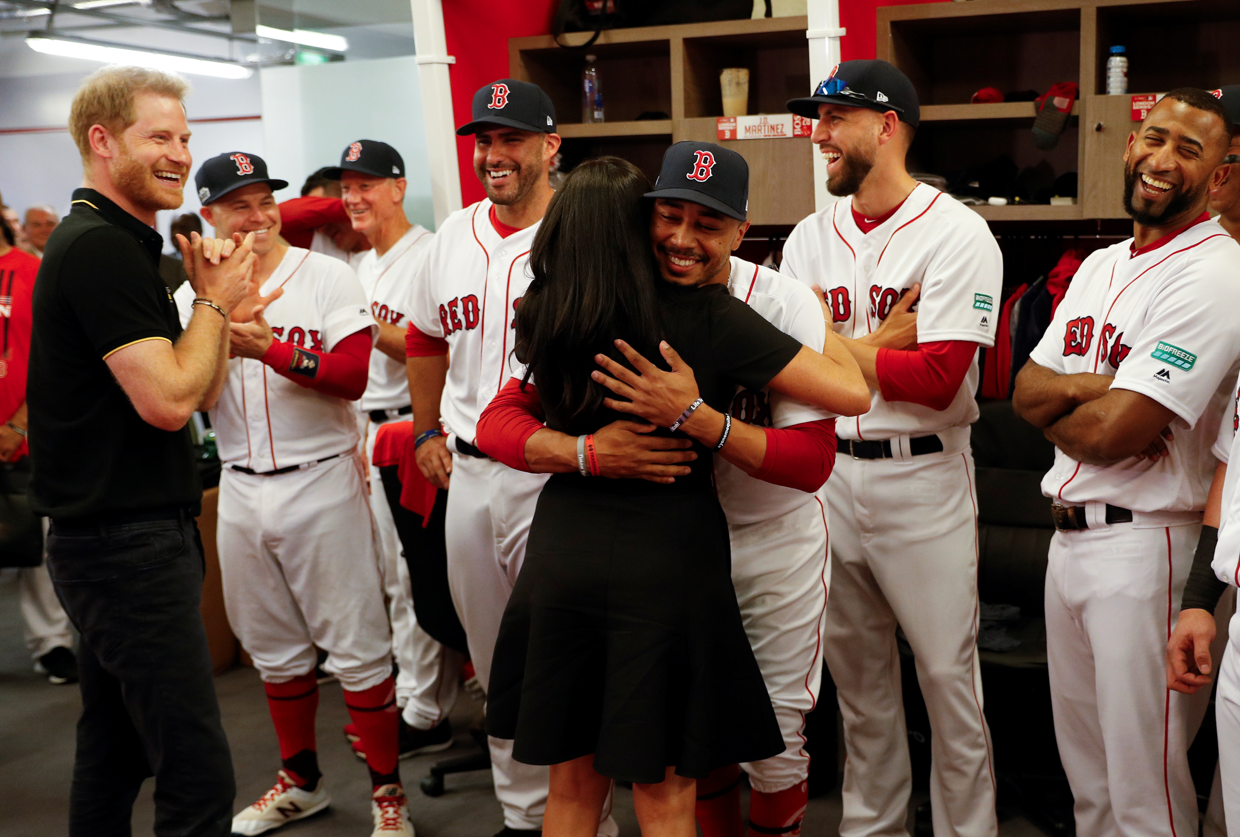 Meghan Markle Hugs Her 'Cousin' Mookie Betts Ahead Of The Yankees