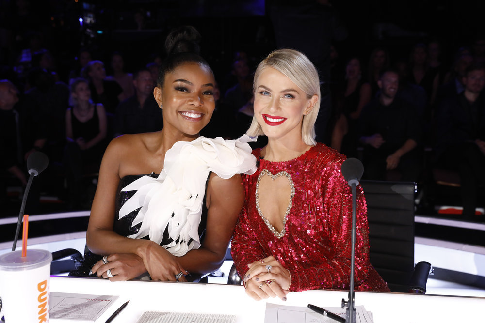 AMERICA'S GOT TALENT -- Live Finals Episode 1422 -- Pictured: (l-r) Gabrielle Union, Julianne Hough -- (Photo by: Trae Patton/NBC)