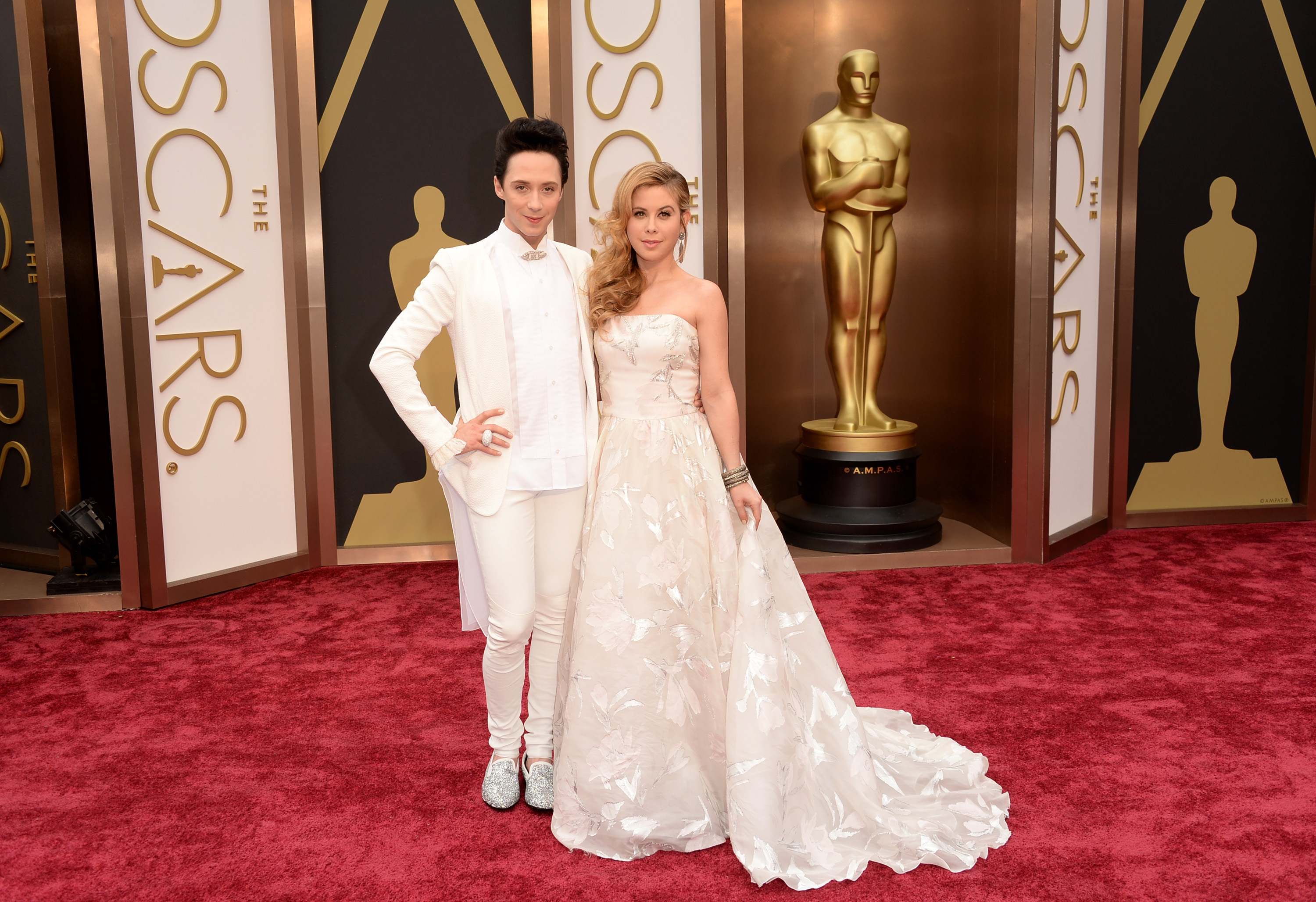 Johnny Weir and Tara Lipinski attend the Oscars held at Hollywood & Highland Center on March 2, 2014 in Hollywood