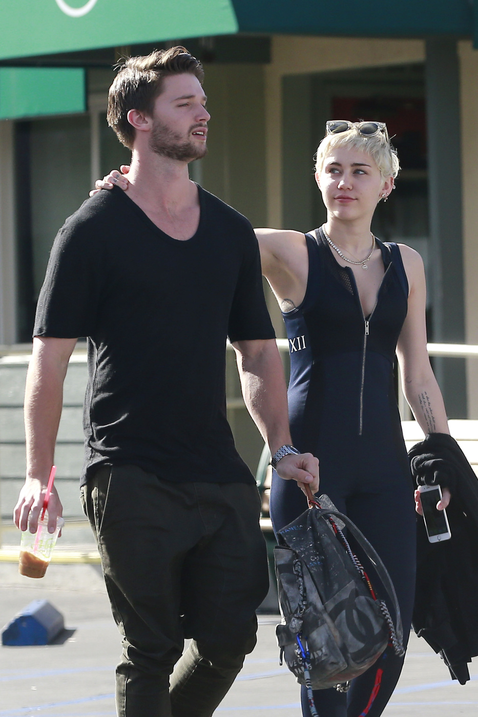 Miley Cyrus and Patrick Schwarzenegger are seen having lunch at Hugo’s in Sherman Oaks, Calif. on January 22, 2014