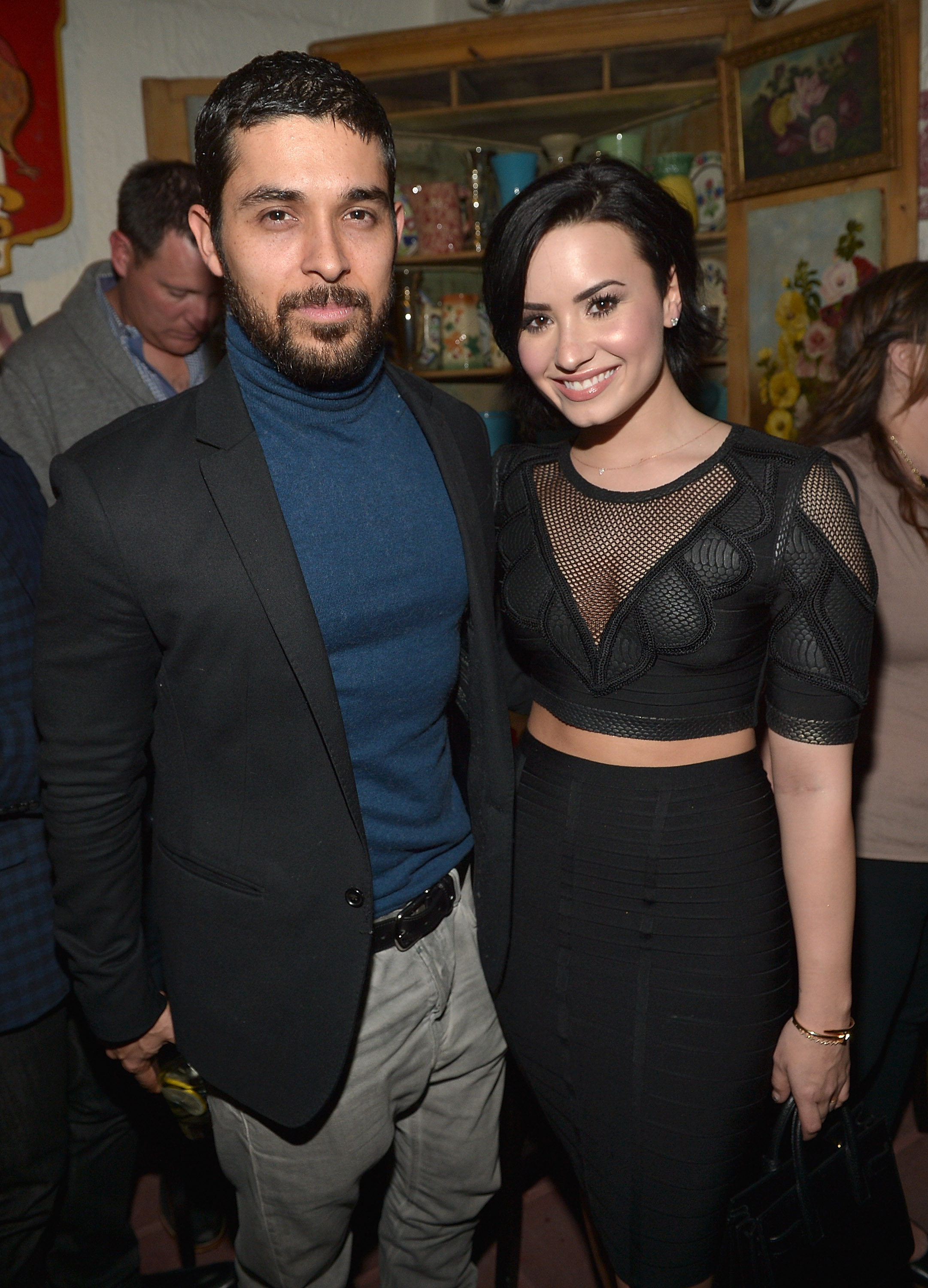 Wilmer Valderrama and Demi Lovato celebrate Nick Jonas’ song ‘Jealous’ being the #1 At Top 40 radio hit at The Ivy on January 20, 2015 in Los Angeles