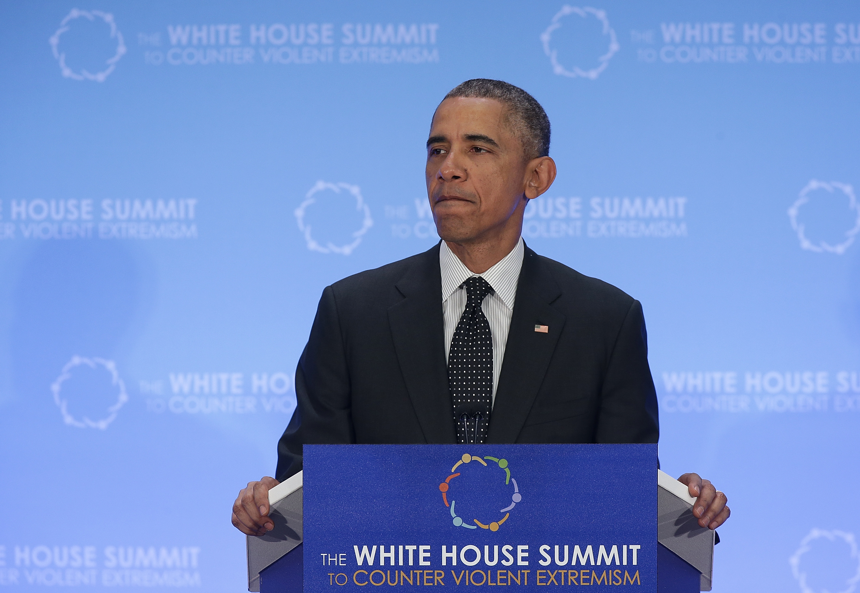 President Barack Obama addresses the White House Summit on Countering Violent Extremism on February 19, 2015 in Washington, DC.