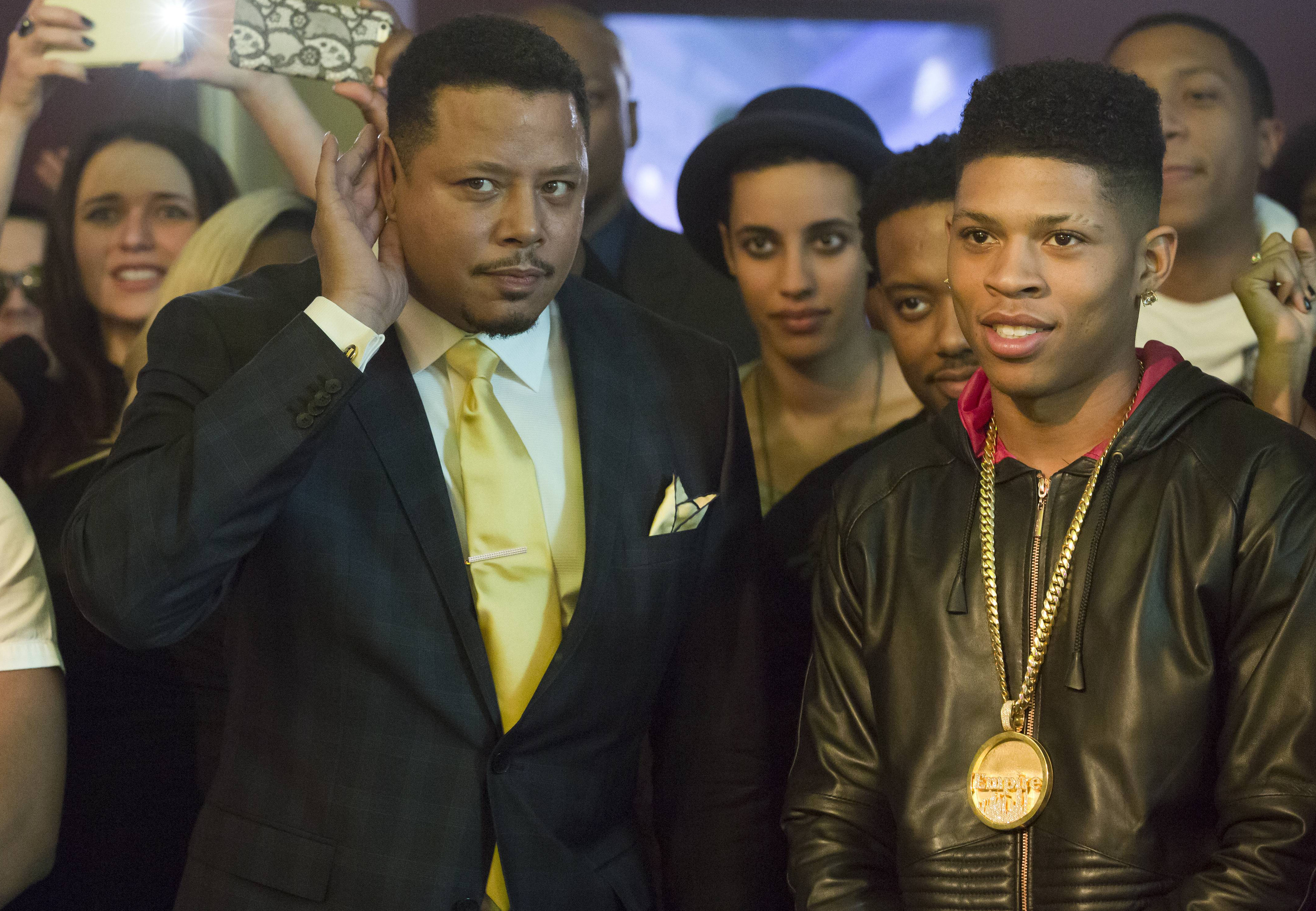 Lucious (Terrence Howard) and Hakeem (Bryshere Gray) watch a performance in the special two-hour ‘Die But Once/Who I Am’ Season One finale episode of ‘Empire’ airing Wednesday, March 18, 2015 on Fox