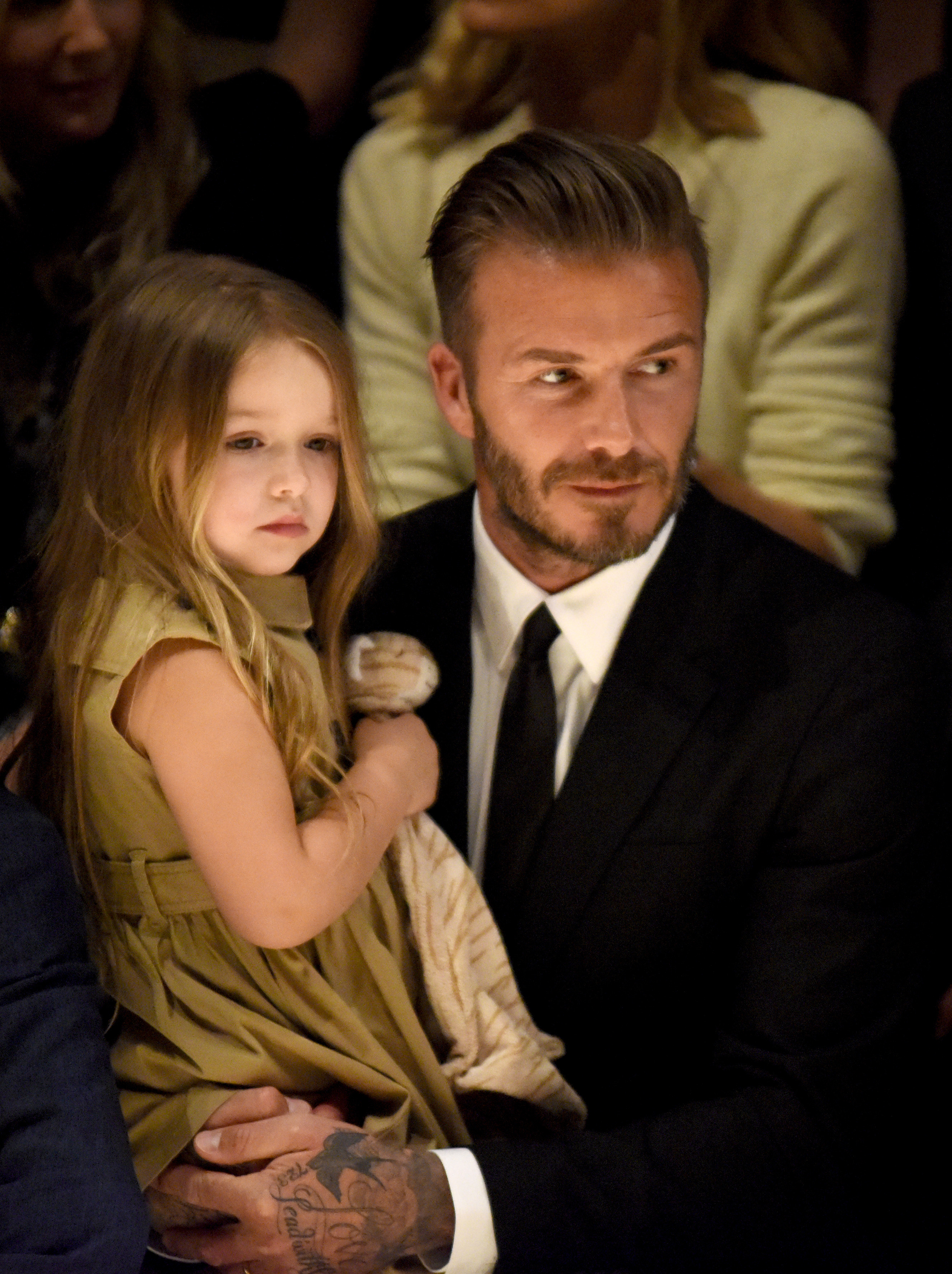 Harper Beckham and David Beckham attend the Burberry ‘London in Los Angeles’ event at Griffith Observatory on April 16, 2015 in Los Angeles