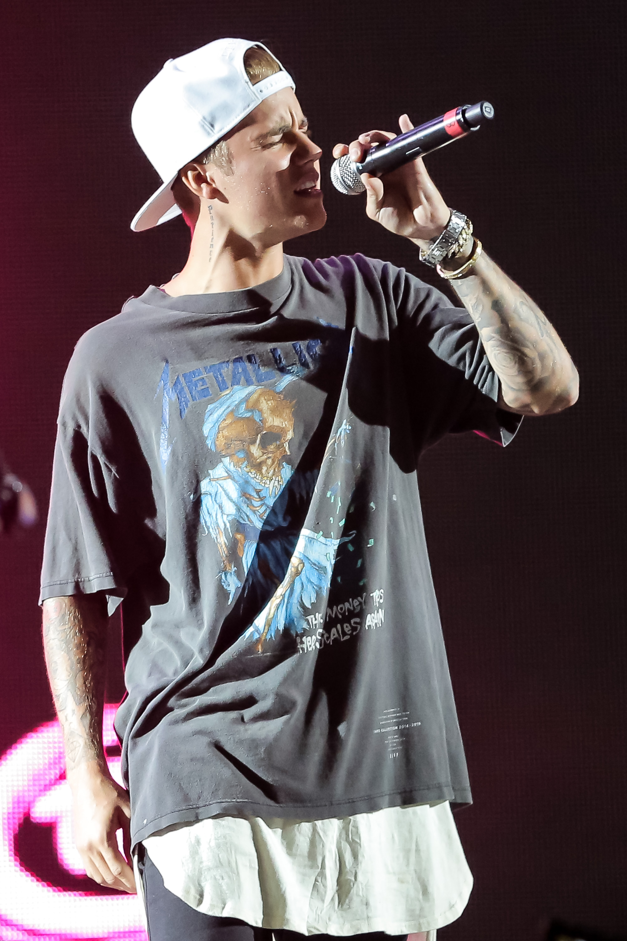 Justin Bieber performs with Jack U during Hard Summer Music Festival at Fairplex on August 2, 2015 in Pomona, Calif
