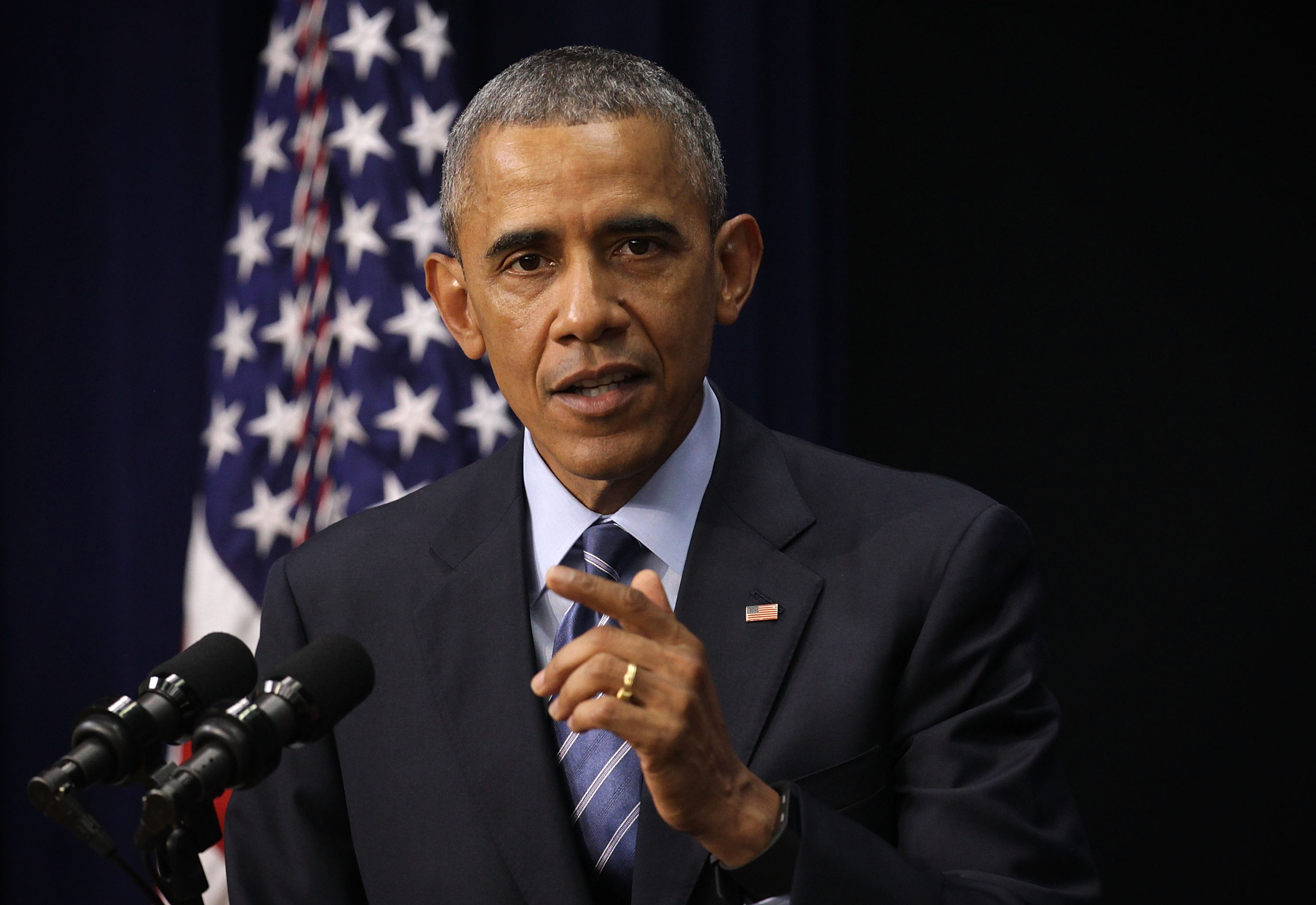 President Barack Obama speaks during an event at the South Court Auditorium of the Eisenhower Executive Office Building August 6, 2015 in Washington, DC.