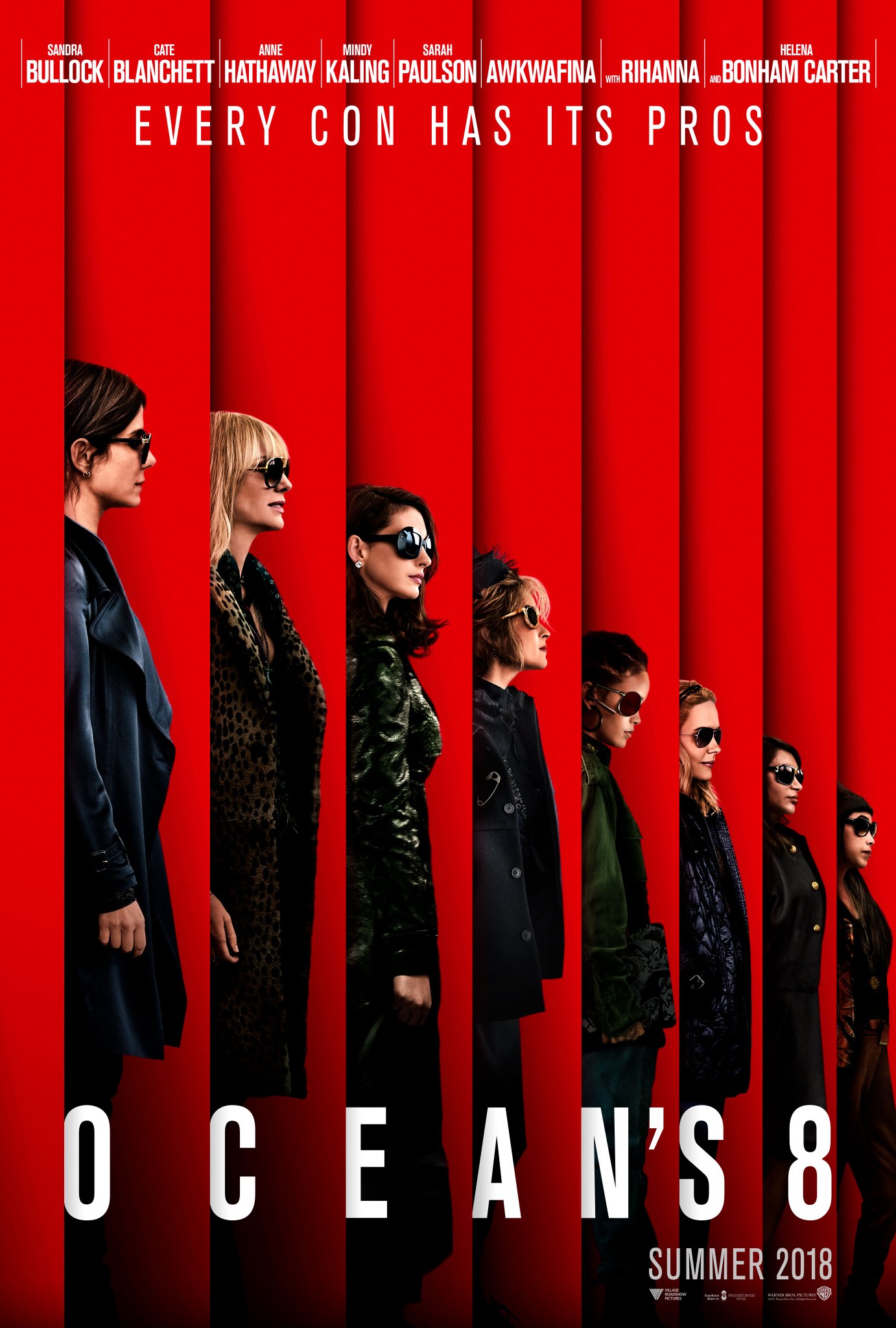 Rihanna, Sandra Bullock & Anne Hathaway Stun In New ‘Oceans 8’ Poster