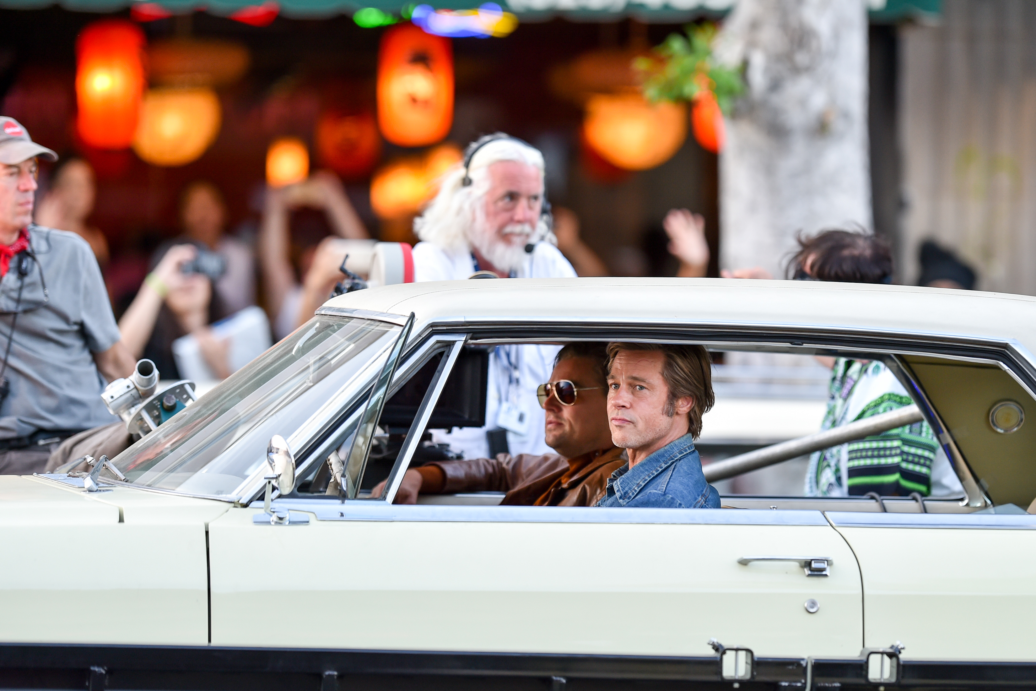 Brad Pitt is seen the set of Once Upon a Time In Hollywood on July 24, 2018 in Los Angeles, California