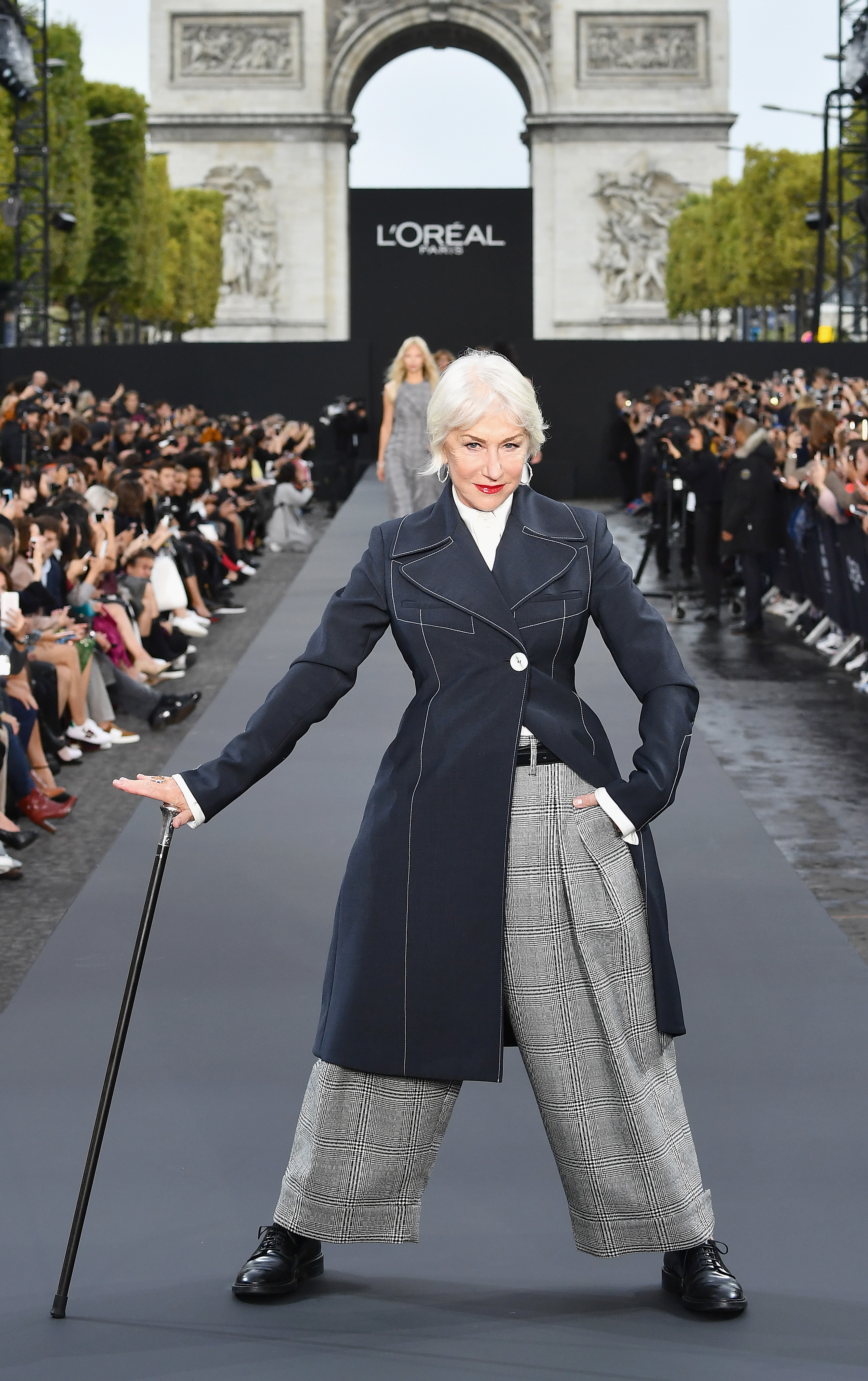 Helen Mirren Strikes A Pose At Paris Fashion Week