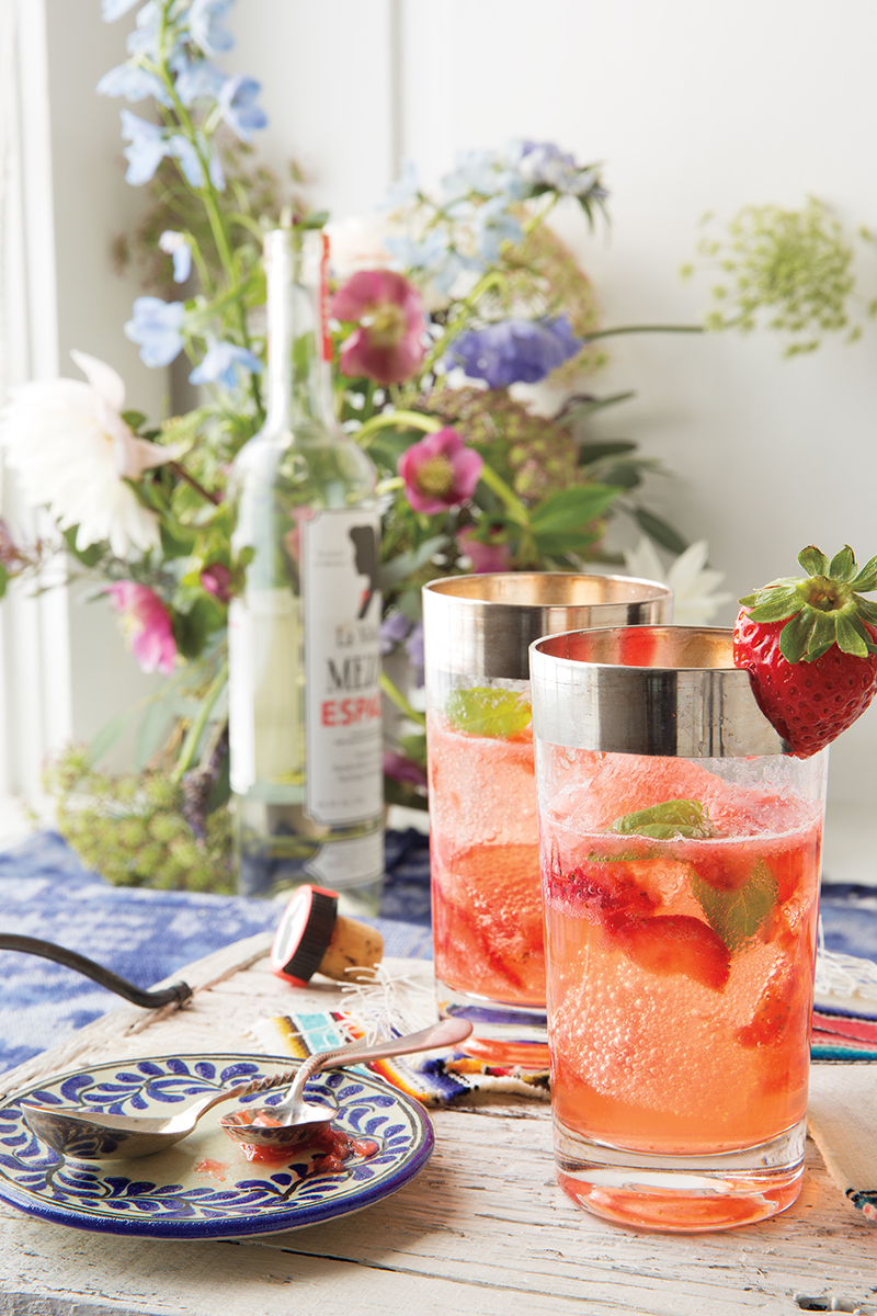 Strawberry and Thai Basil Mojito from ‘Casa Marcela’ by Marcela Valladolid and Coral Von Zumwalt. Copyright © 2017 by Marcela Valladolid and Coral Von Zumwalt. Used by permission of Houghton Mifflin Harcourt. All rights reserved.