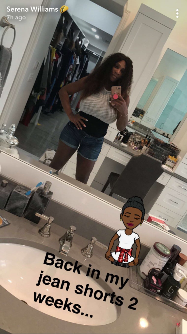 Serena William shows off her post-baby body on Snapchat