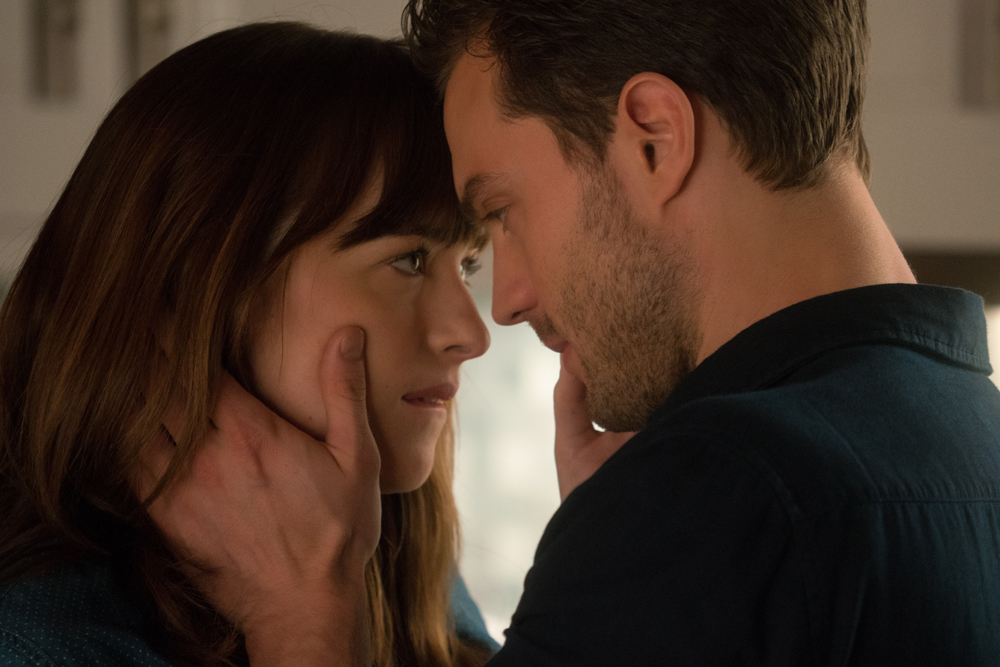 Dakota Johnson as Anastasia Steele and Jamie Dornan as Christian Grey in ‘Fifty Shades Darker’